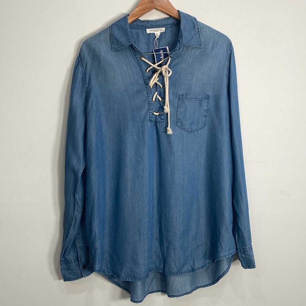 Beachlunchlounge Lyocell Button Down Top Large